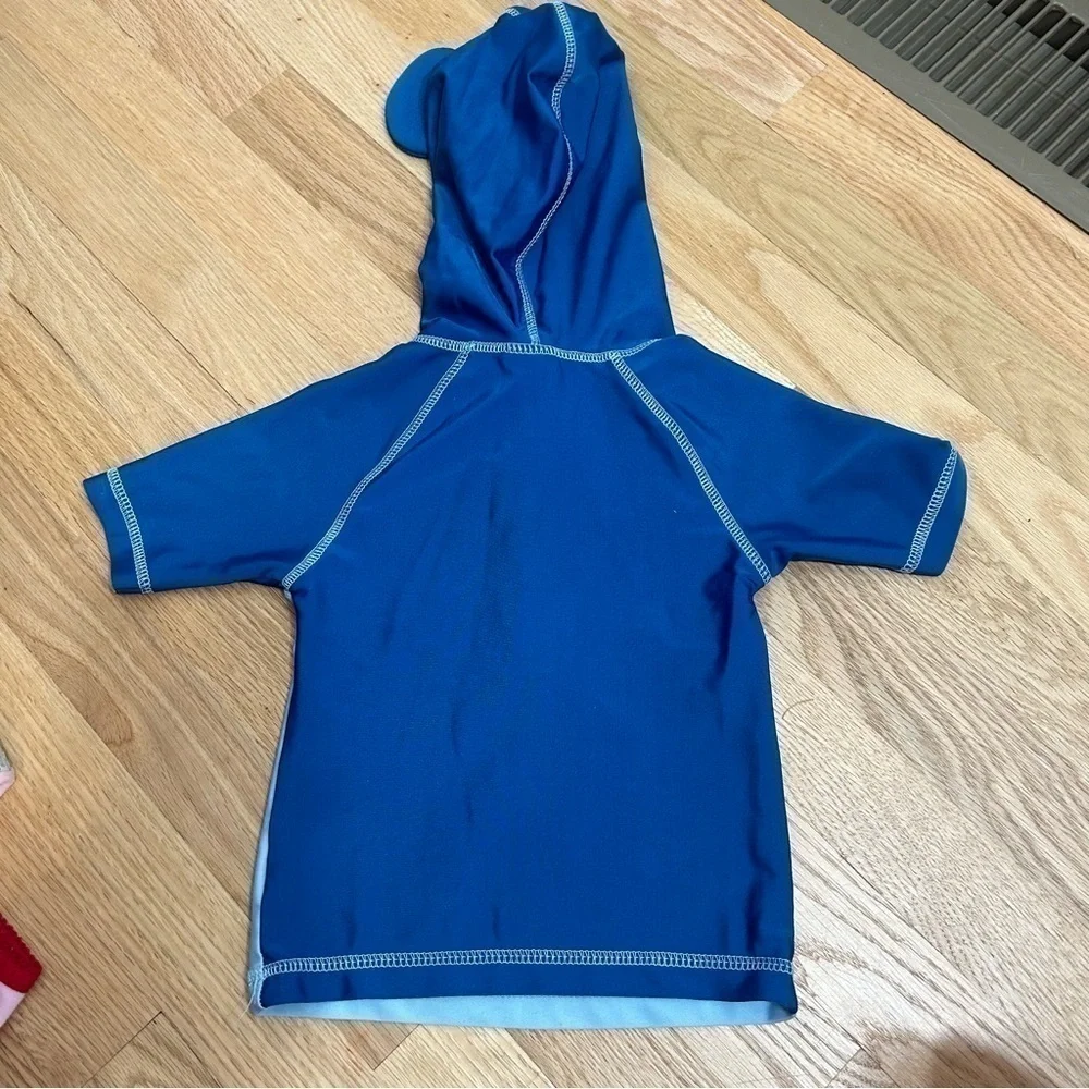 Disney Mickey Mouse Rash Guard Swim Suit W/ Hood 18-24 mos Blue Kids Baby